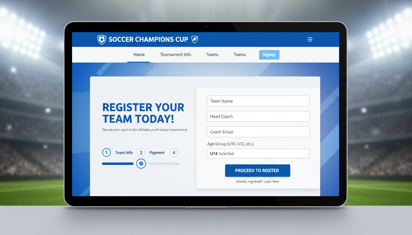 Online sports registration form on computer screen